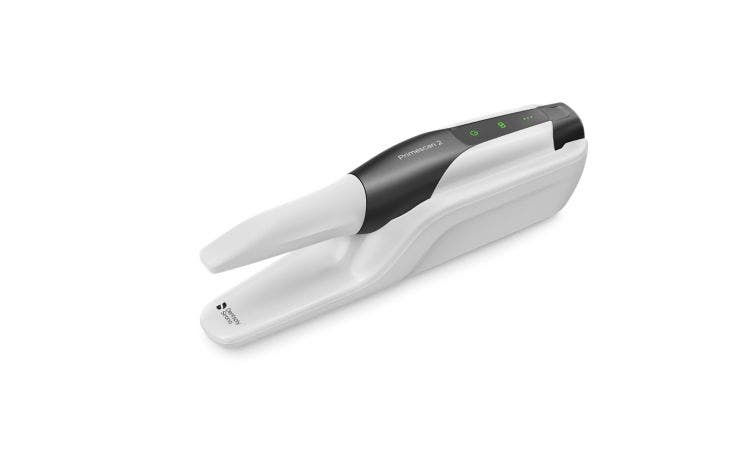 Primescan intraoral scanner used for digital impressions and preventive dental workflows.